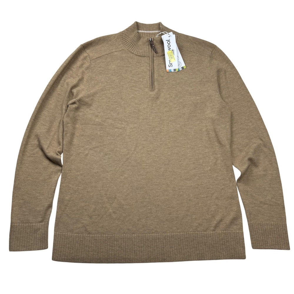 Smartwool Sparwood 1/2 Zip Sweater Mens Medium Tan Merino Wool Base Layer